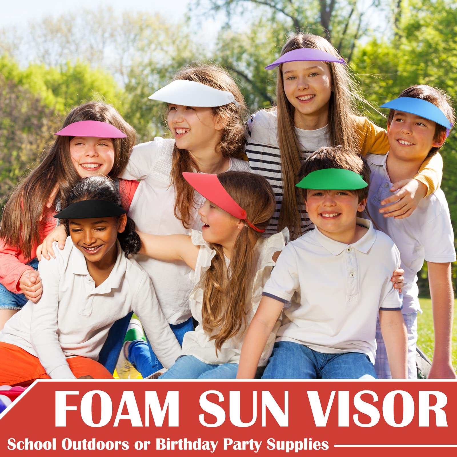 Lot de 72 visières d'été réglables en mousse avec bandes enroulées, 12 couleurs assorties, chapeau de protection solaire, fournitures de golf, chapeaux de fête en vrac pour enfants, garçons et filles,
