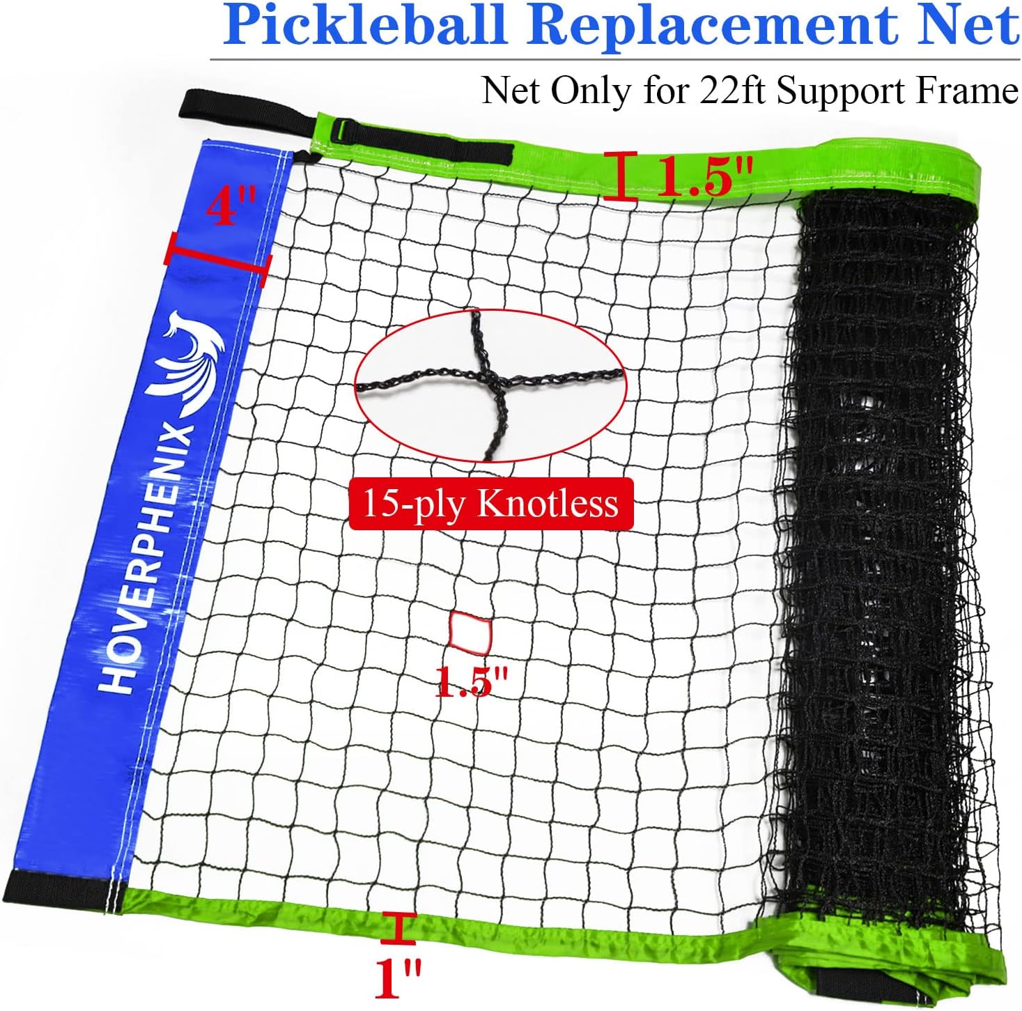 Pickleball Replacement Net 22ft x 3ft for Indoor or Outdoor Fits for Most Free-Standing Pickle Ball Frame Come with 4 Outdoor Pickle Balls (Net Only)