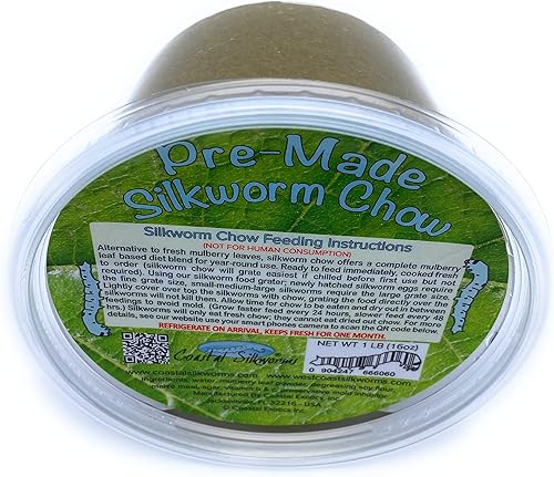 Miniatura 1 de Coastal Silkworms Chow de gusano de seda prefabricado de 1 libra (16 onzas) de alimento de morera