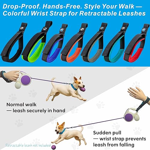 Miniatura 2 de Correa de muñeca para correa retráctil para perro, correa de seguridad ajustable con forro de neopreno suave y gancho bloqueable para control de