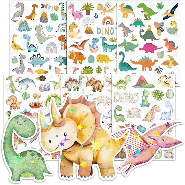Dino Sticker Set mit 100+ Glitzer-Motiven für Kindergeburtstag & Geschenke