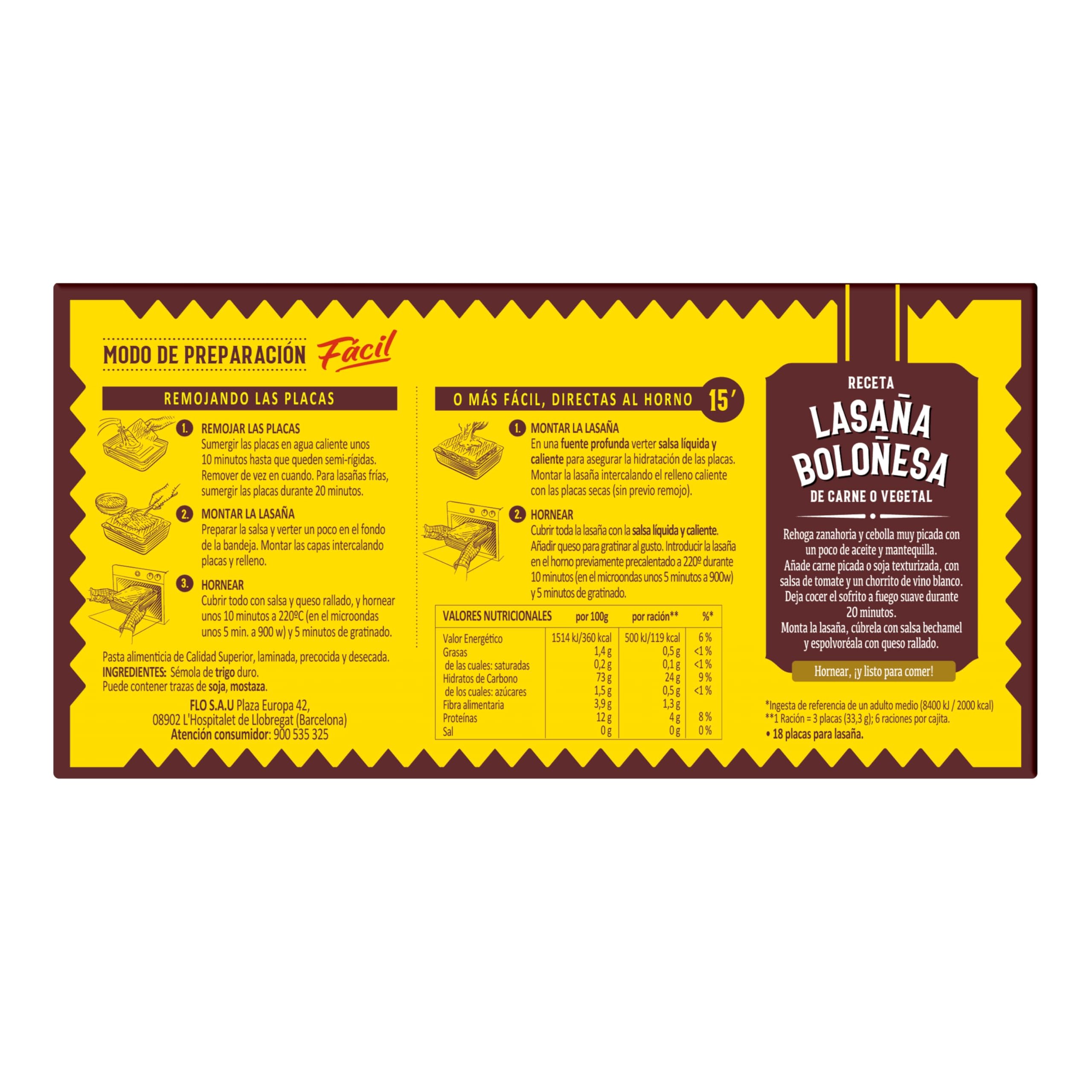El Pavo - Lasaña Fácil Pack de 18