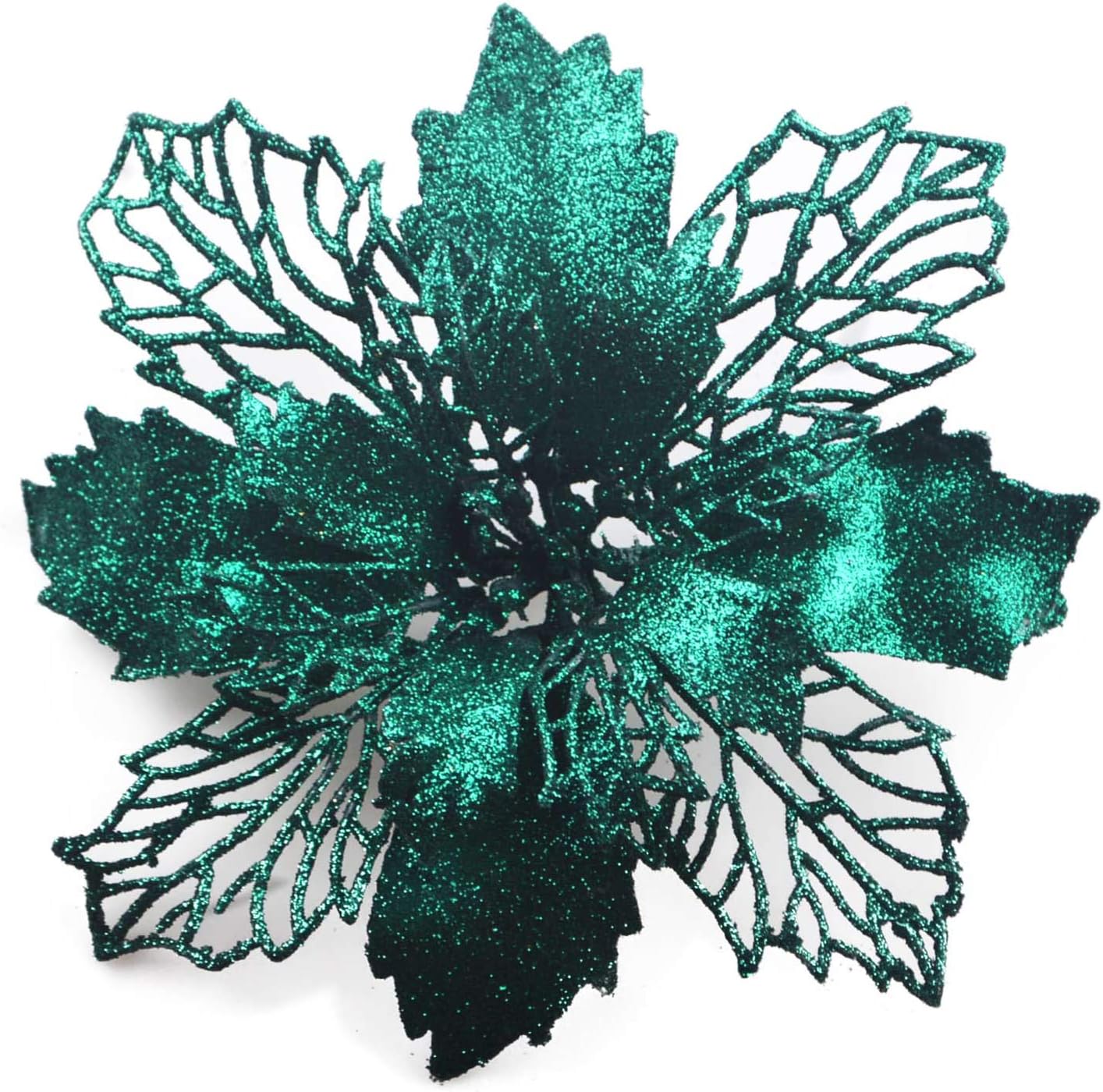GLTurelifes 12 Pieces 6.3’’ Glitter Christmas Flowers