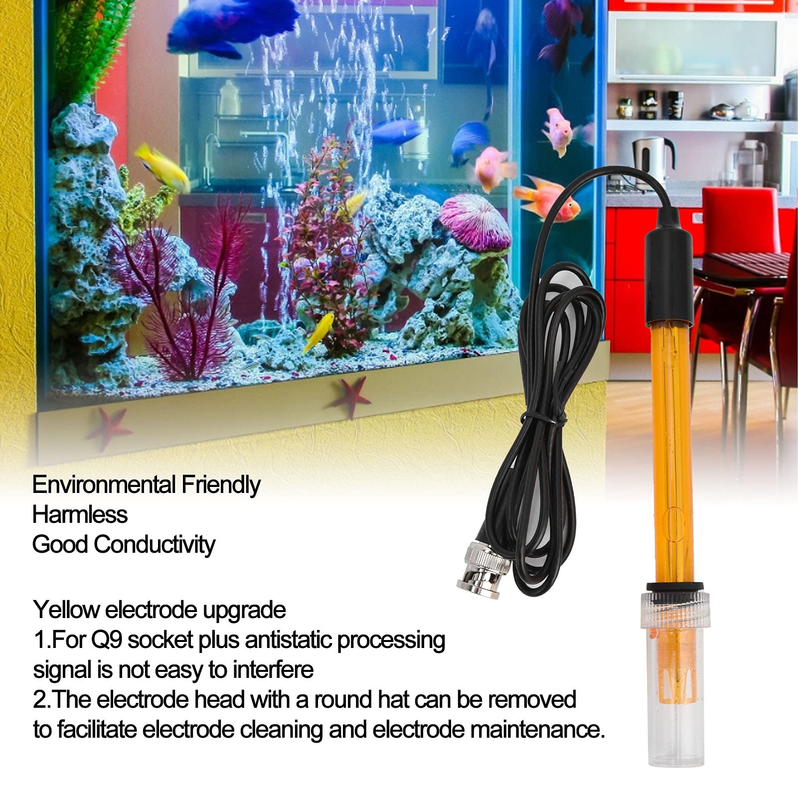 CUIFATI Electrode Probe, 1999mV ORP Replacement Prob, Eco-Friendly, Good Electrical Conductivity, Suitable for ORP Instruments Controllers with BNC Connectors. 1