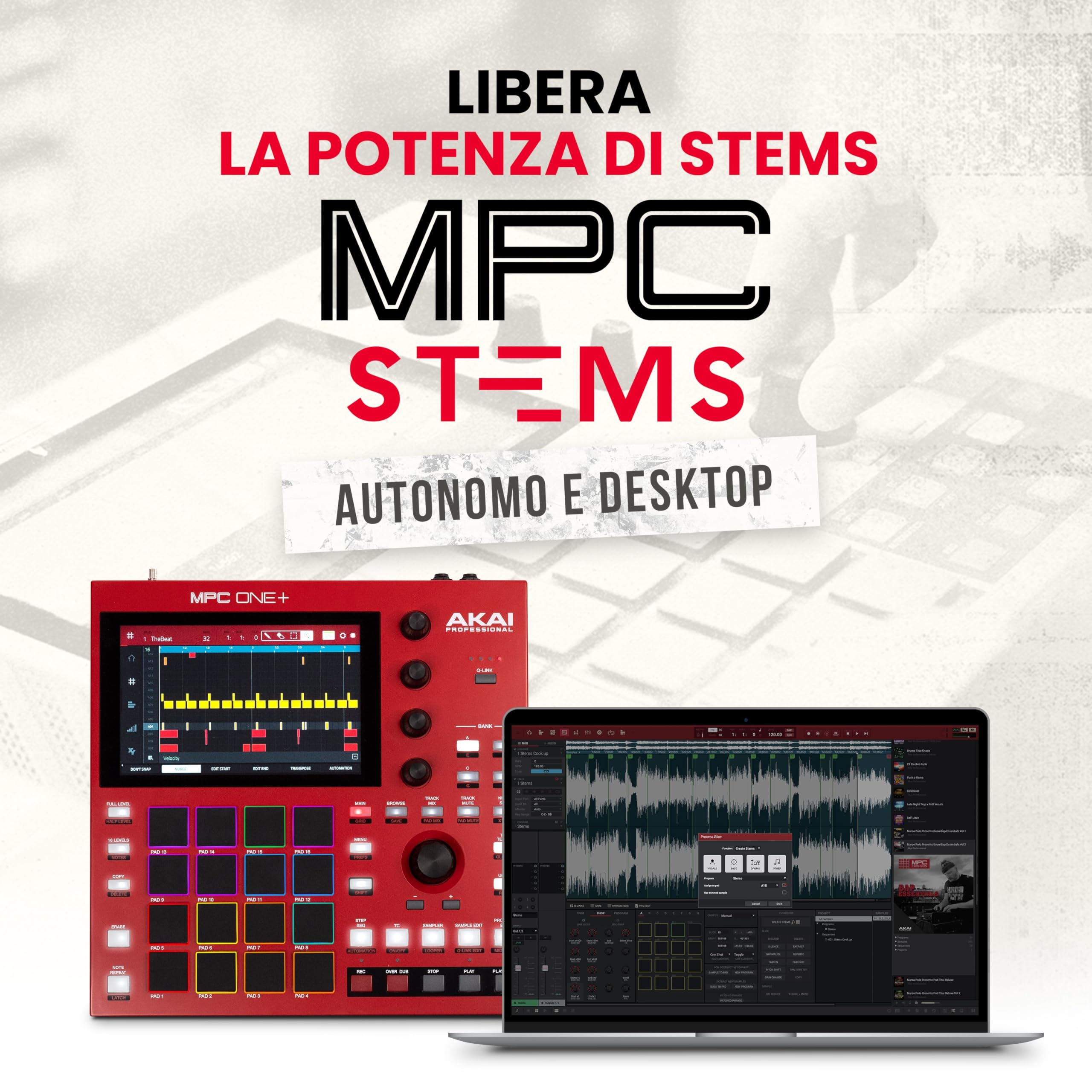 Akai Professional MPC One+ Drum Machine Standalone, Beat Maker e MIDI Controller con WiFi, Bluetooth, Drum Pad, Plug-in di Sintetizzazione, Touchscreen e Integrazione Native Instruments