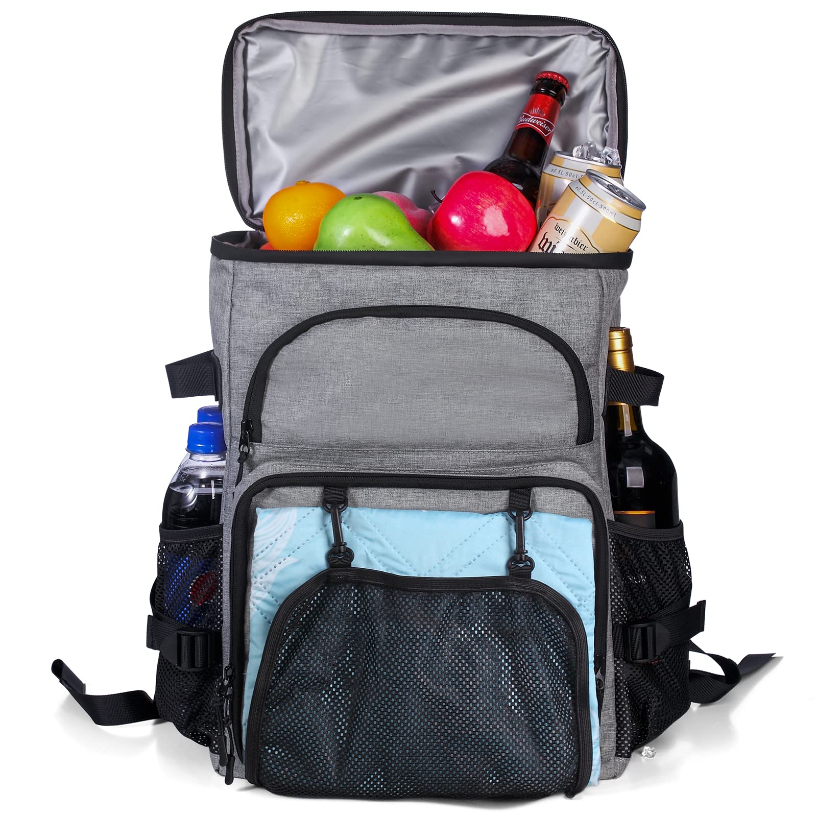 DEWUR Zaino termico, da 35 l, impermeabile, con apribottiglie, per picnic, campeggio, spiaggia, escursioni, viaggi, shopping