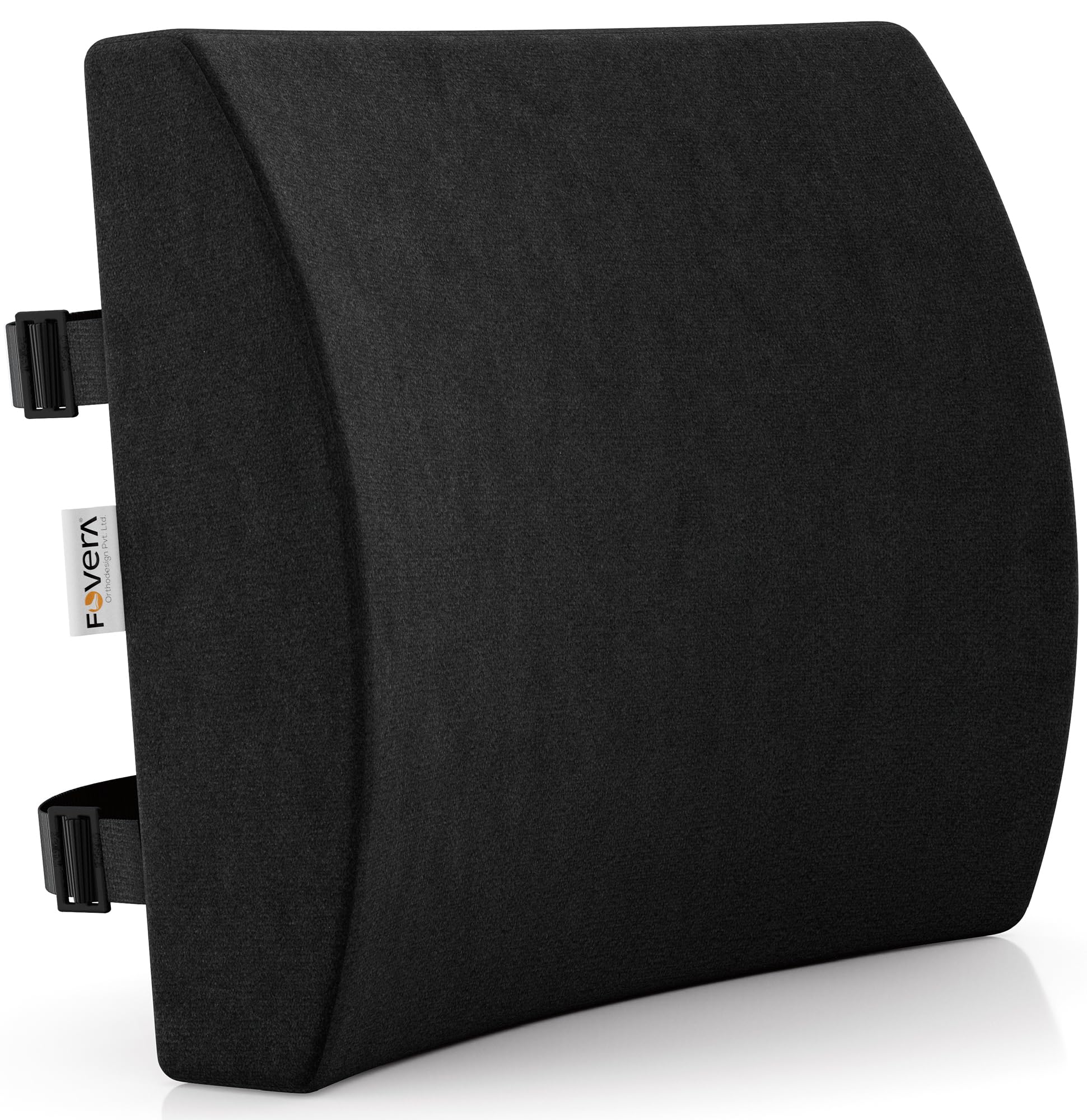 FOVERA Lumbar Support for Chair, Orthopedic Back Support Memory Foam Backrest Cushion - Designed for Back Pain Relief - Ideal Back Pillow for Computer/Office Chair (Velvet Black, Standard)