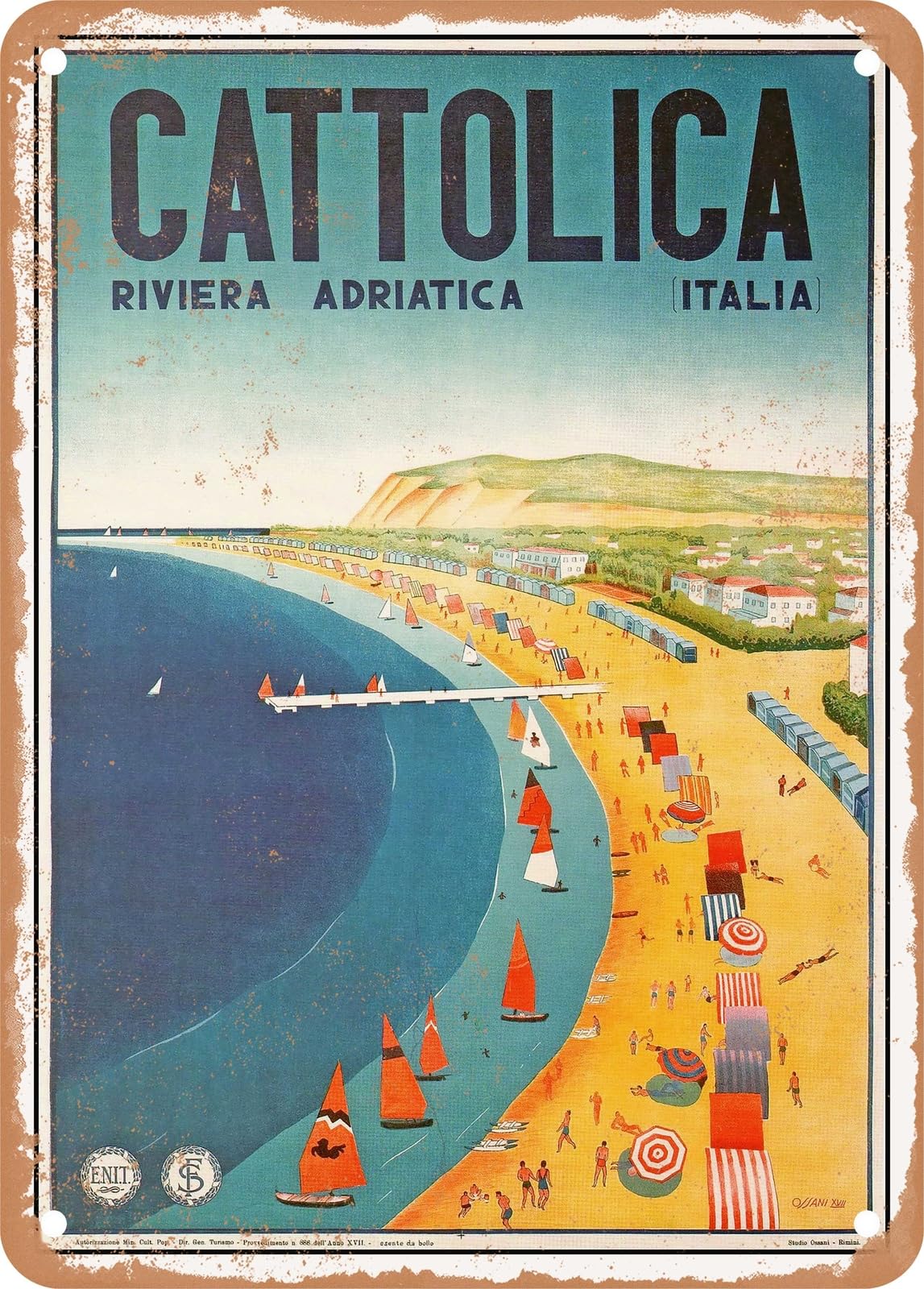 Miaomansenstore Metal Sign - 1939 Cattolica Adriatic Riviera Italy Vintage Ad Home Decor