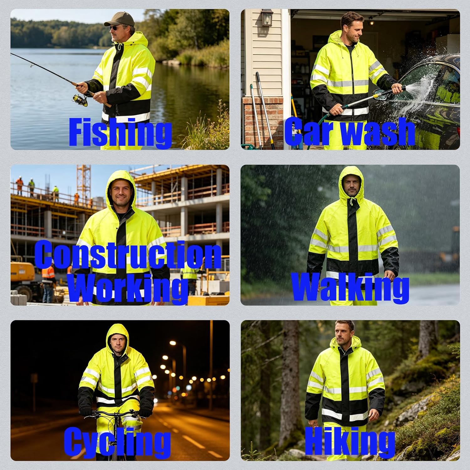 Rizzon Rain Suits for Men Women Waterproof Heavy Duty Rain Gear Hi-Vis Rain Jacket & Pants for Fishing, Camping