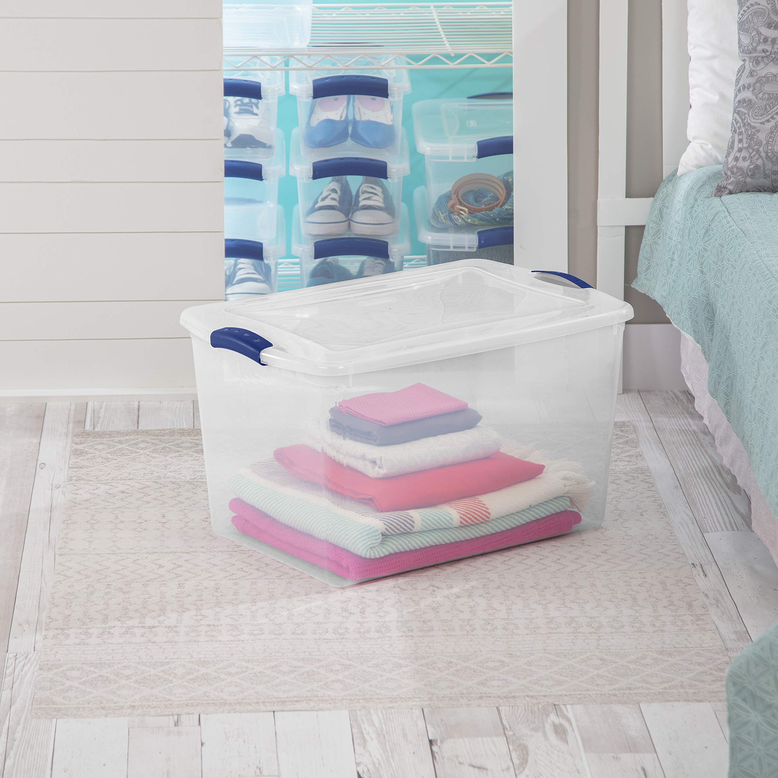 Amazon.com - Nsngxus 66 Qt. Clear Plastic Latch Box, Blue