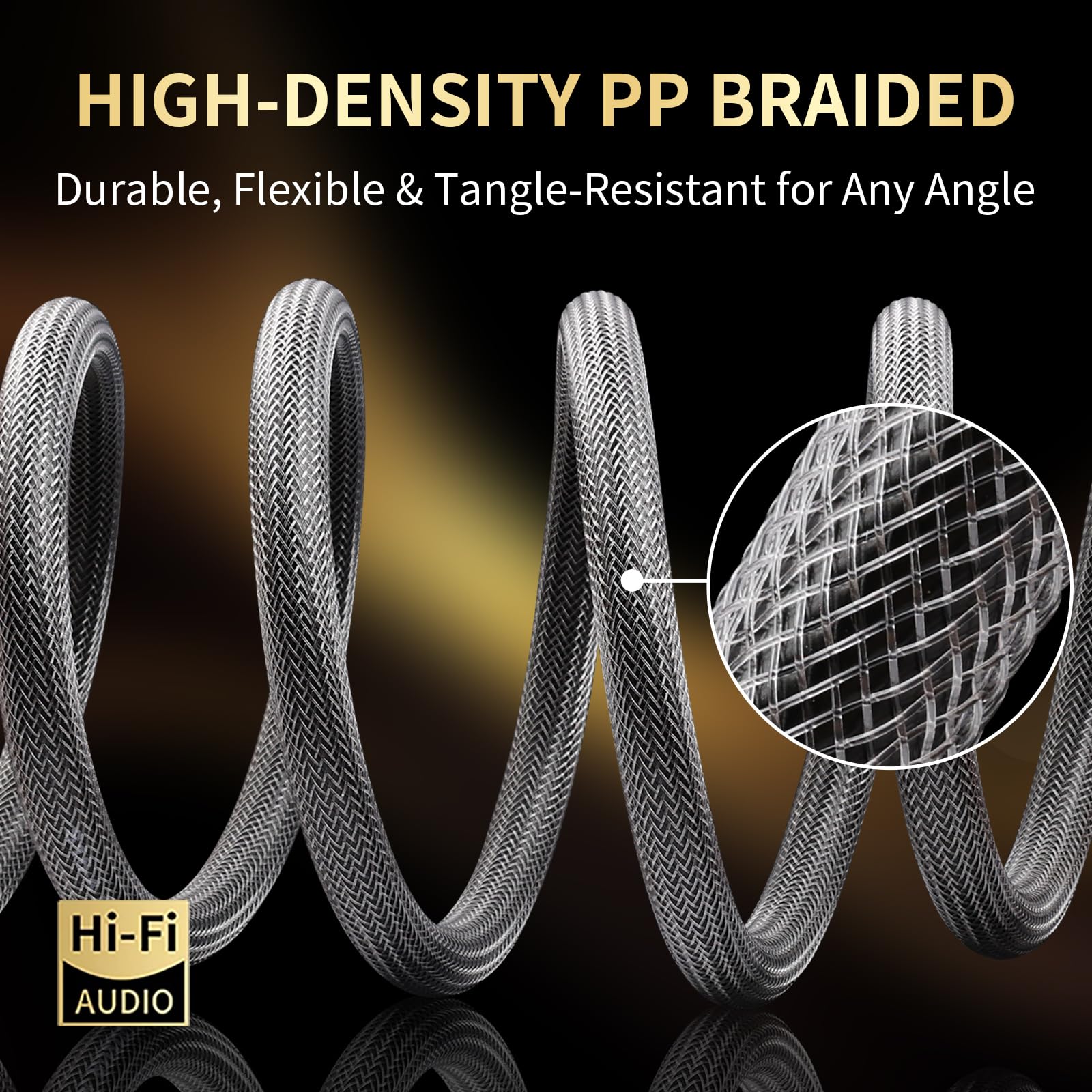 Cable de altavoz HiFi de 12 AWG, núcleo de cobre sin oxígeno 6N con trenzado de nailon (6 N, 2,5 m)