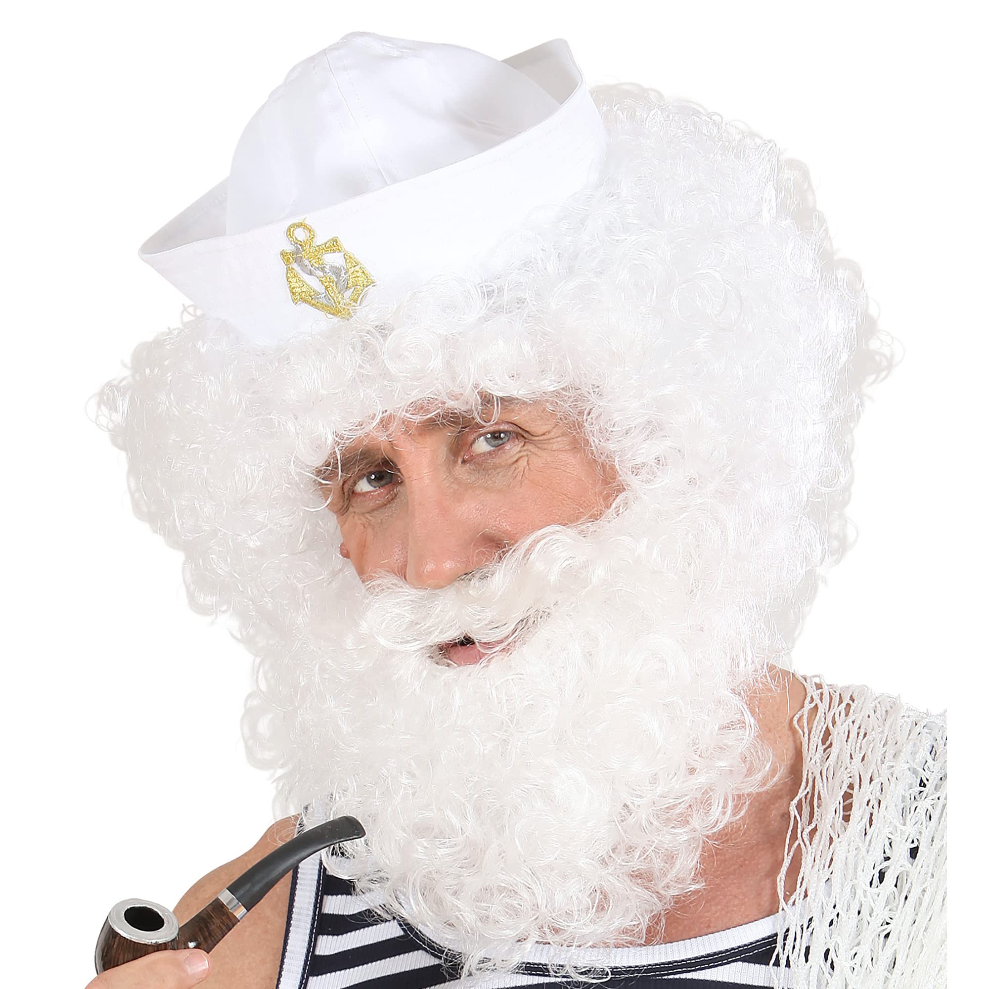 Character Curly /Beard - White Wig for Hair Accessory Fancy Dress