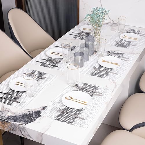 Miniatura 8 de Winknowl Juego de 8 manteles individuales, resistentes al calor, resistentes a las manchas, de vinilo, aislantes, duraderos, lavables, elegantes