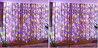 Vista 28 de HXWEIYE 300 luces LED de cortina de hadas, 9.8 x 9.8 pies, enchufe USB, 8 modos de luces colgantes de Navidad con control remoto para dormitorio