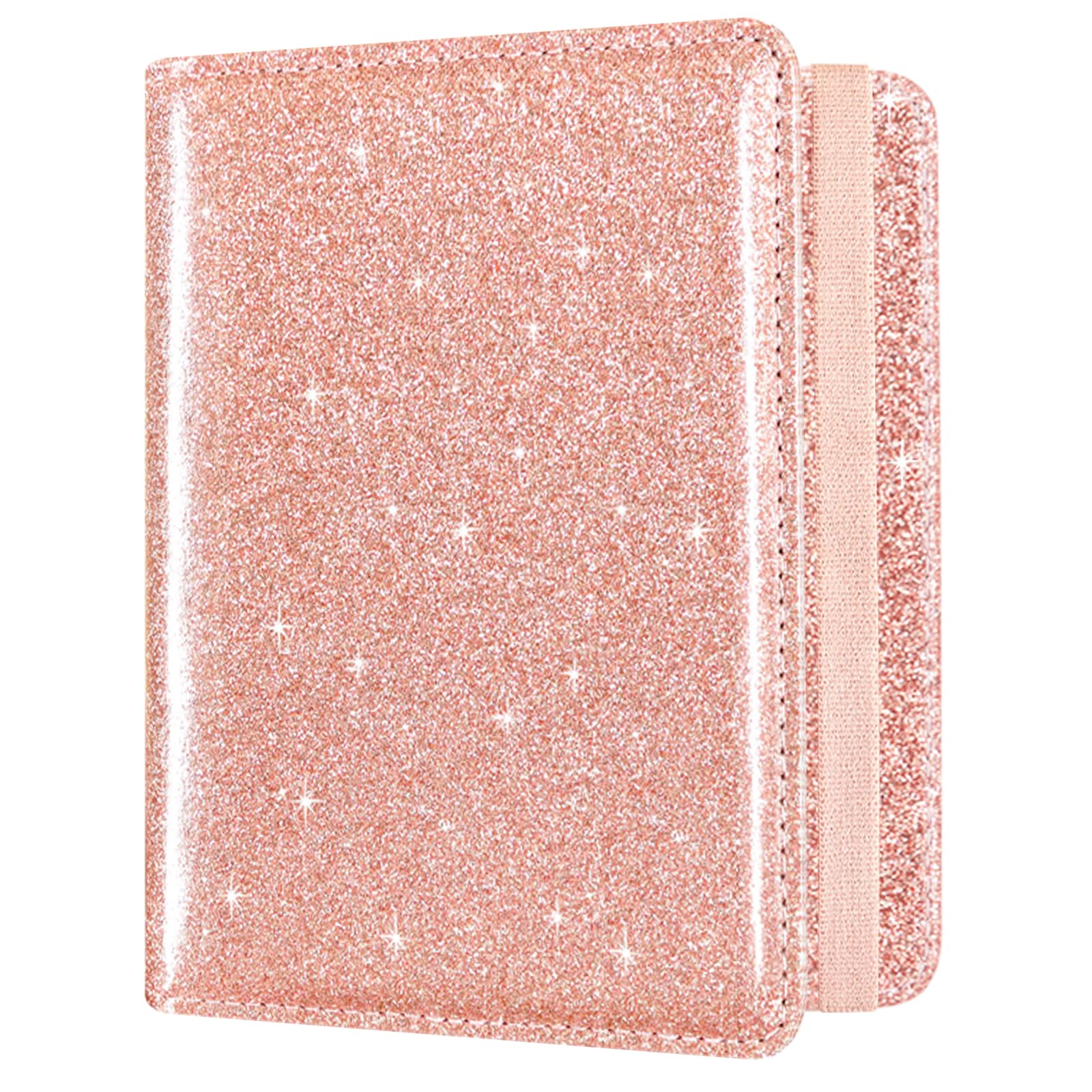 RFID Blocking Passport Holder Travel Wallet - Premium PU Leather Cover Passport Book with Card Holder, Pen Slot, Keep Organization, and Travel Essentials for Women and Men, *Glitter Rose,-image-20
