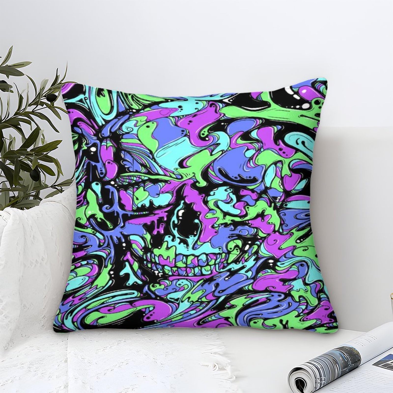 Dafufbw Graffiti-1 Graffiti Cushion Covers 45X45cm Square Throw Pillow Case Doodles Accent Pillow For Outdoor Patio Garden Blench Living Room Sofa Farmhouse Decor