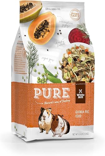 Witte Molen Pure Guinea Pig Food Mixture Papaya & Peas Dry, Mixture of hay, Fruits and Vegetables enriched with Vitamin C Promotes Digestion (Abyssinian, American, Coronet, Peruvian)