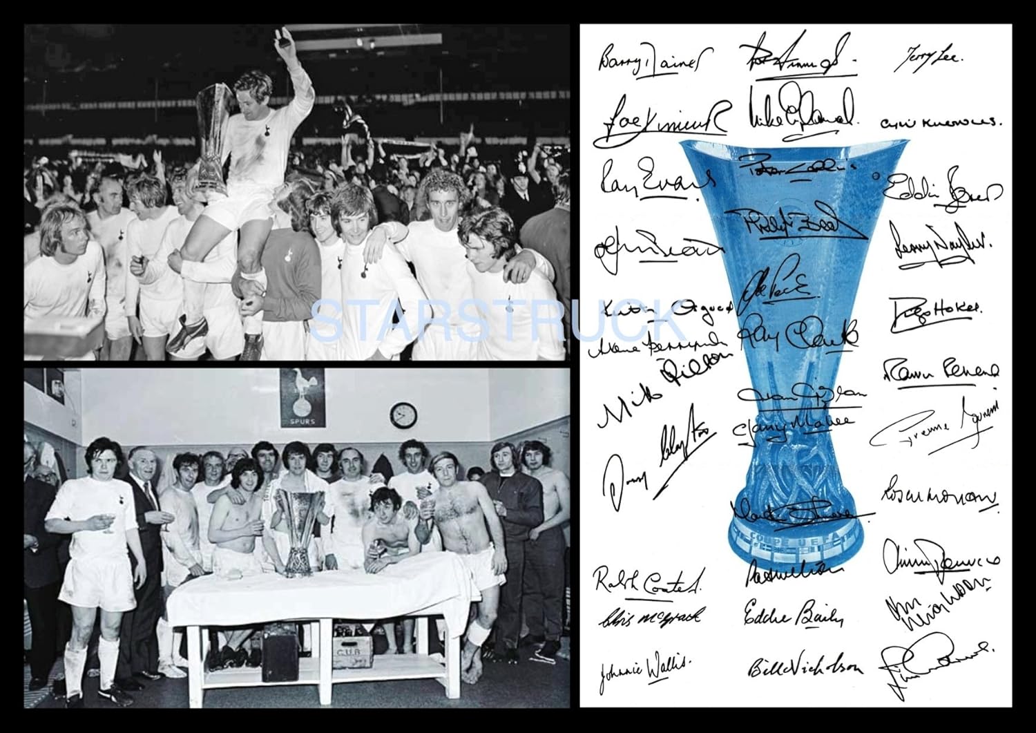 Tottenham Hotspur FC Spurs FC 1972 UEFA Cup Final Winners Squad Signed
