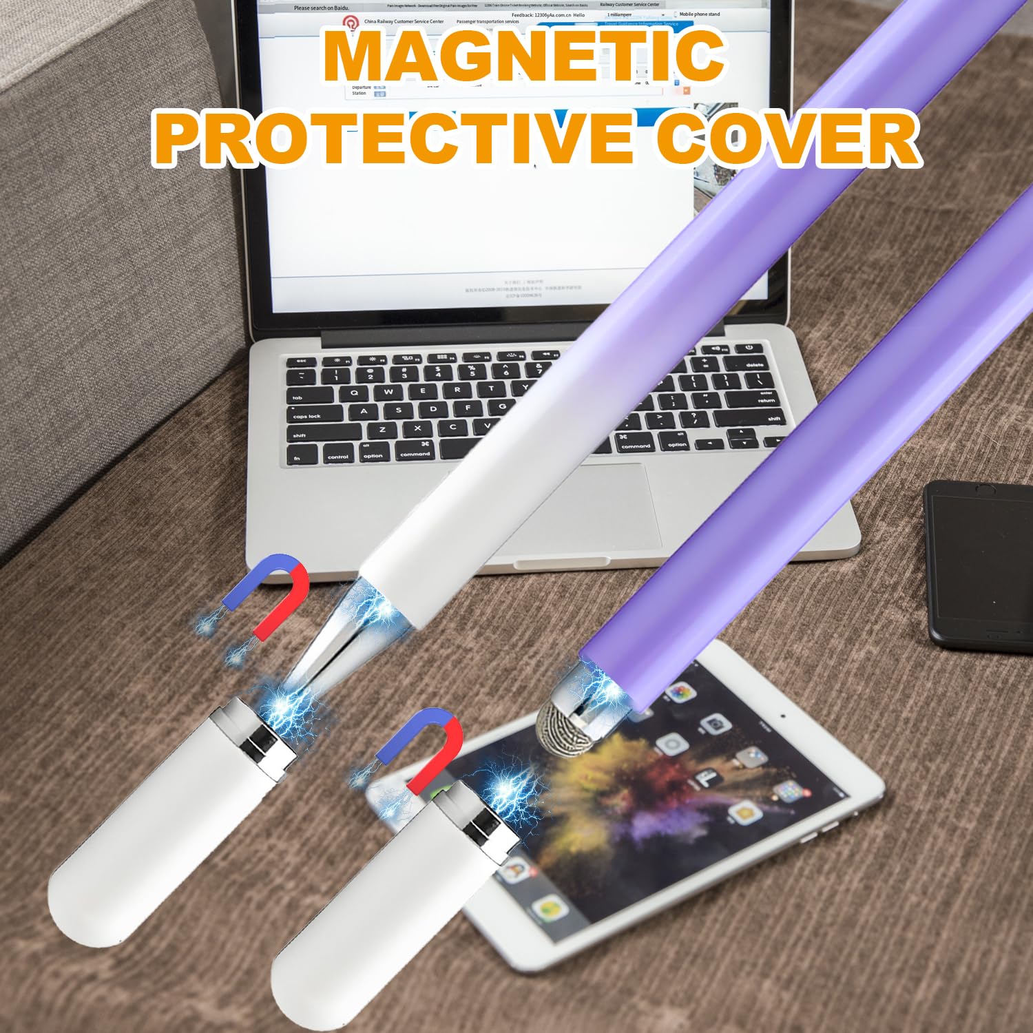 Pennino capacitivo per touchscreen (confezione da 5), con tappo magnetico, penna stilo 2 in 1 ad alta precisione per iPad/iPhone/Nintendo Switch/Samsung/smartphone e tablet Android, compatibile con