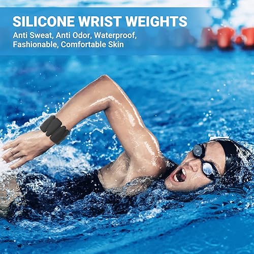 Miniatura 3 de MXiiXM Juego de 2 pesas para muñeca, pulseras de peso de silicona ajustables para mujeres y hombres, pesas de tobillomuñeca adecuadas para yoga,