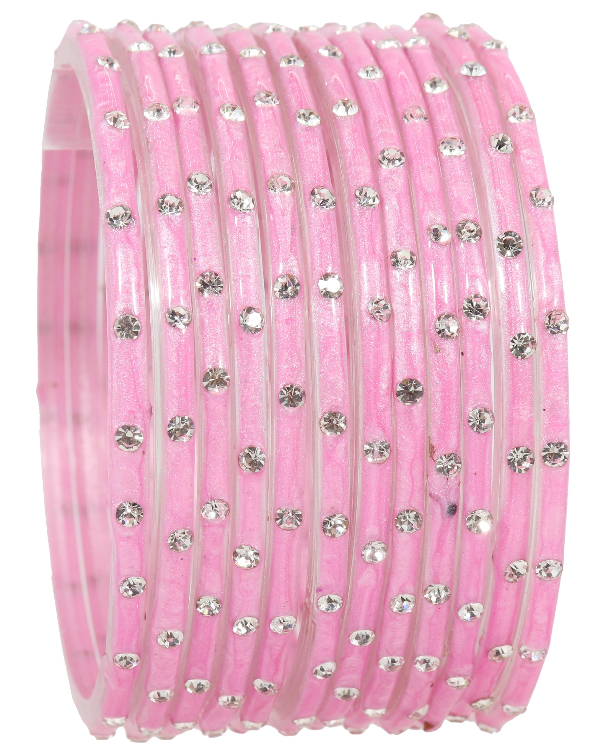 LAVAZZA Stylish Glass Bangle Set For Women and Girls For Daily Uses/Functions | Plain Simple Glass Bangle Set | Fashionable Women Glass Fashion jewllery Pink Colour -Pack of 24,(KS2-Pink-2.4) 2