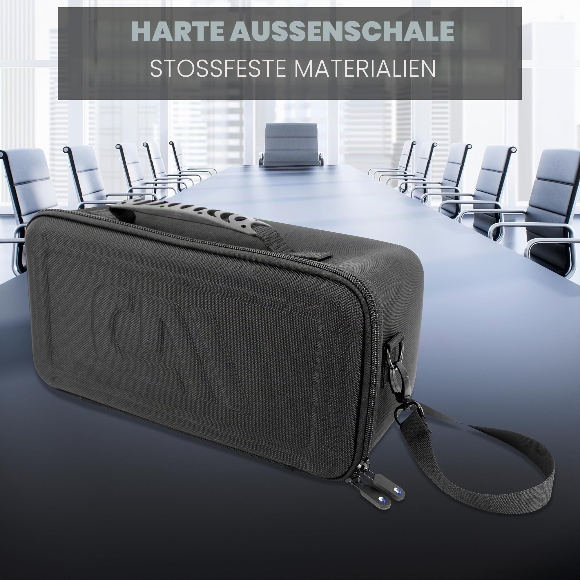 CASEMATIX Reiseetui kompatibel mit Meeting Owl 3, 2, Standard, Pro und Meeting Camera 360 Videokonferenzzubehör – robuste Hartschalen-Hüllen mit stoßdämpfendem Schaumstoff und Schultergurt