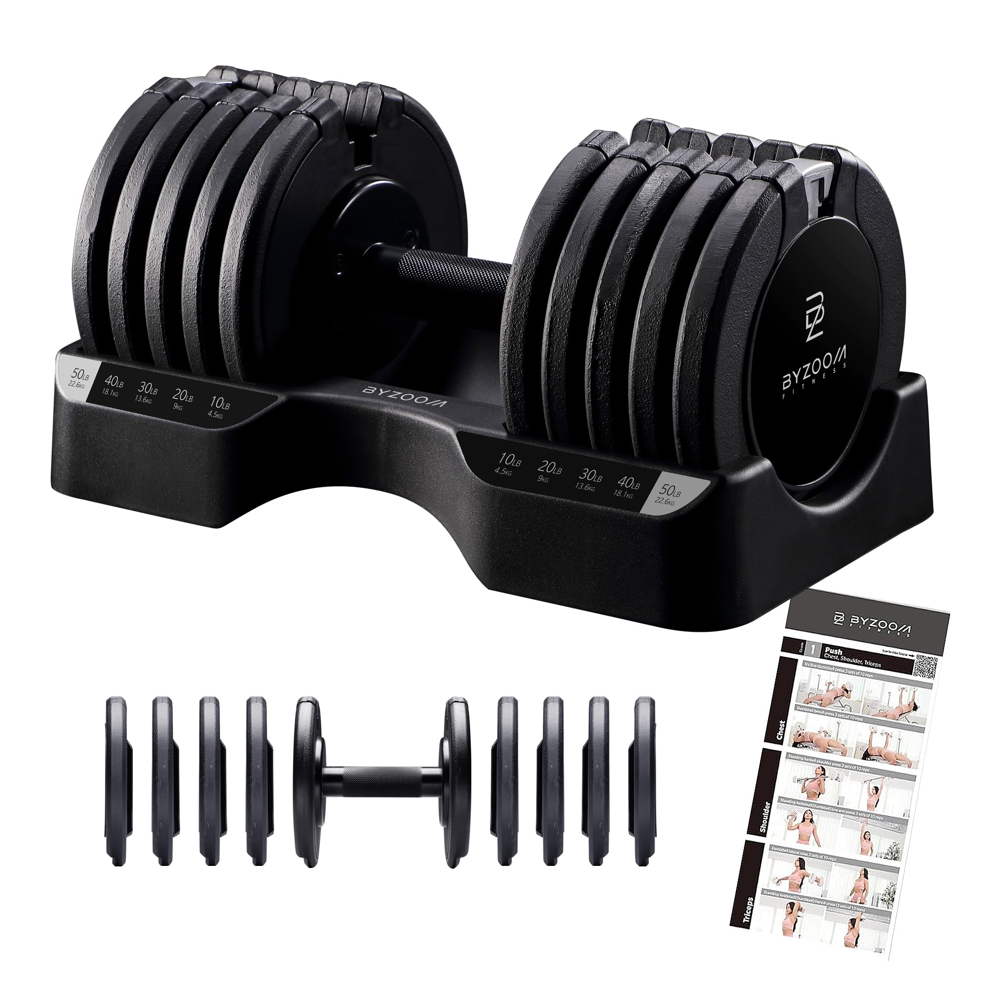 BYZOOM FITNESS Pure Series Adjustable Dumbbell 50lb