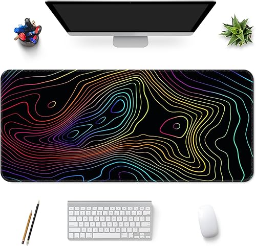 Vista 25 de Alfombrilla de escritorio, alfombrilla grande para mouse de 35 x 15.6 pulgadas, XXL extendida para juegos, con base antideslizante, alfombrilla