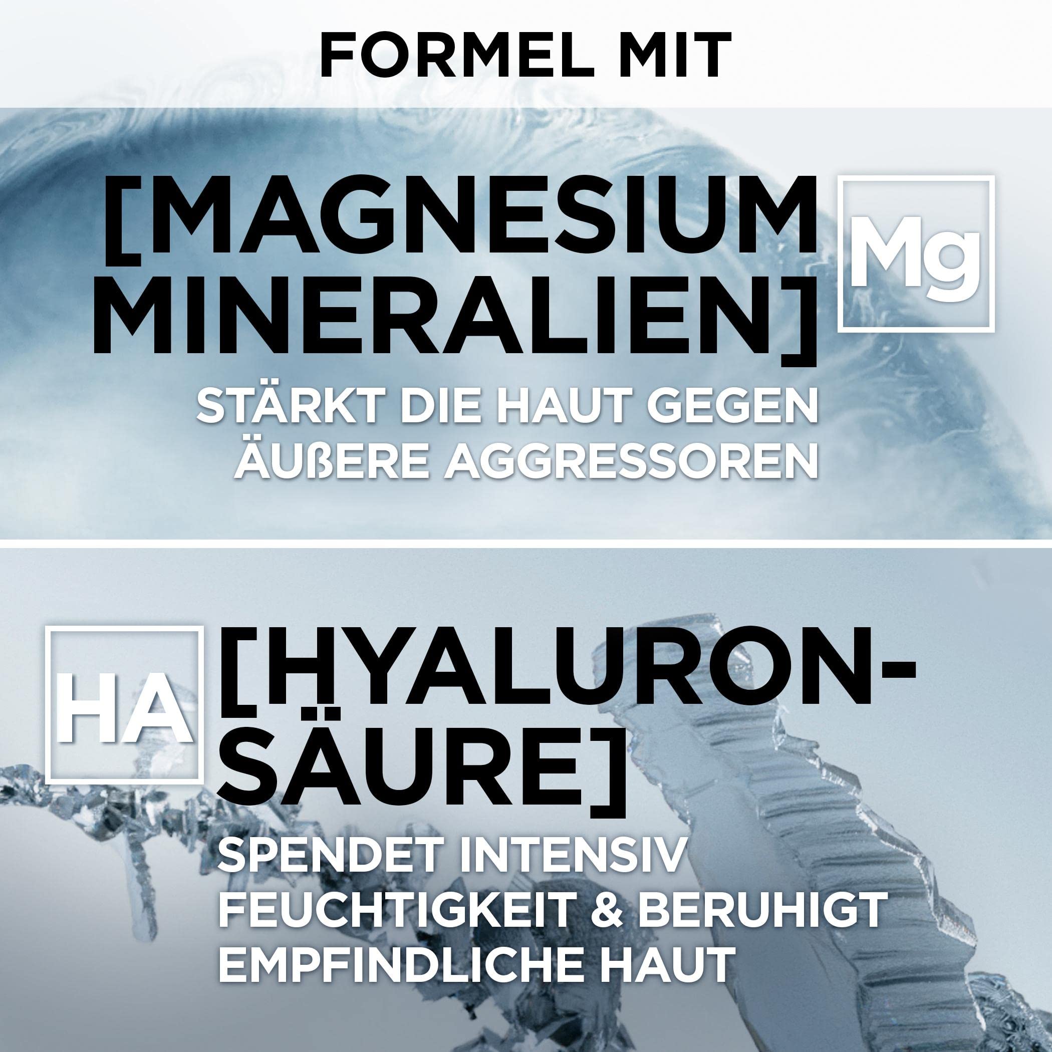L'Oréal Men Expert Sensitiv pielęgnacja twarzy dla mężczyzn, kojący krem nawilżający do skóry wrażliwej, krem do twarzy dla mężczyzn z magnezem i kwasem hialuronowym, magnez Defense, 1 x 50 ml