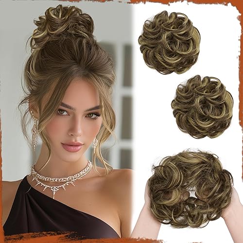 SOFEIYAN 2PCS Small Messy Bun Hair Pieces for Thin Hair