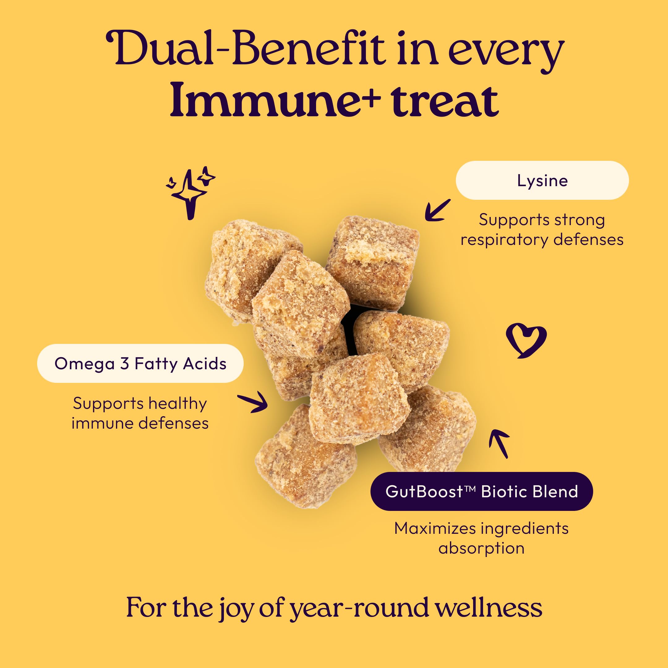 New! WellJoy Cat Treat Immune+ GutBoost | with Lysine | Supports a Healthy Respiratory System & Immune Defenses | Dual-Benefit Formula | Vet Formulated | Made in USA | Real Chicken | 120 Soft Chews - image 2
