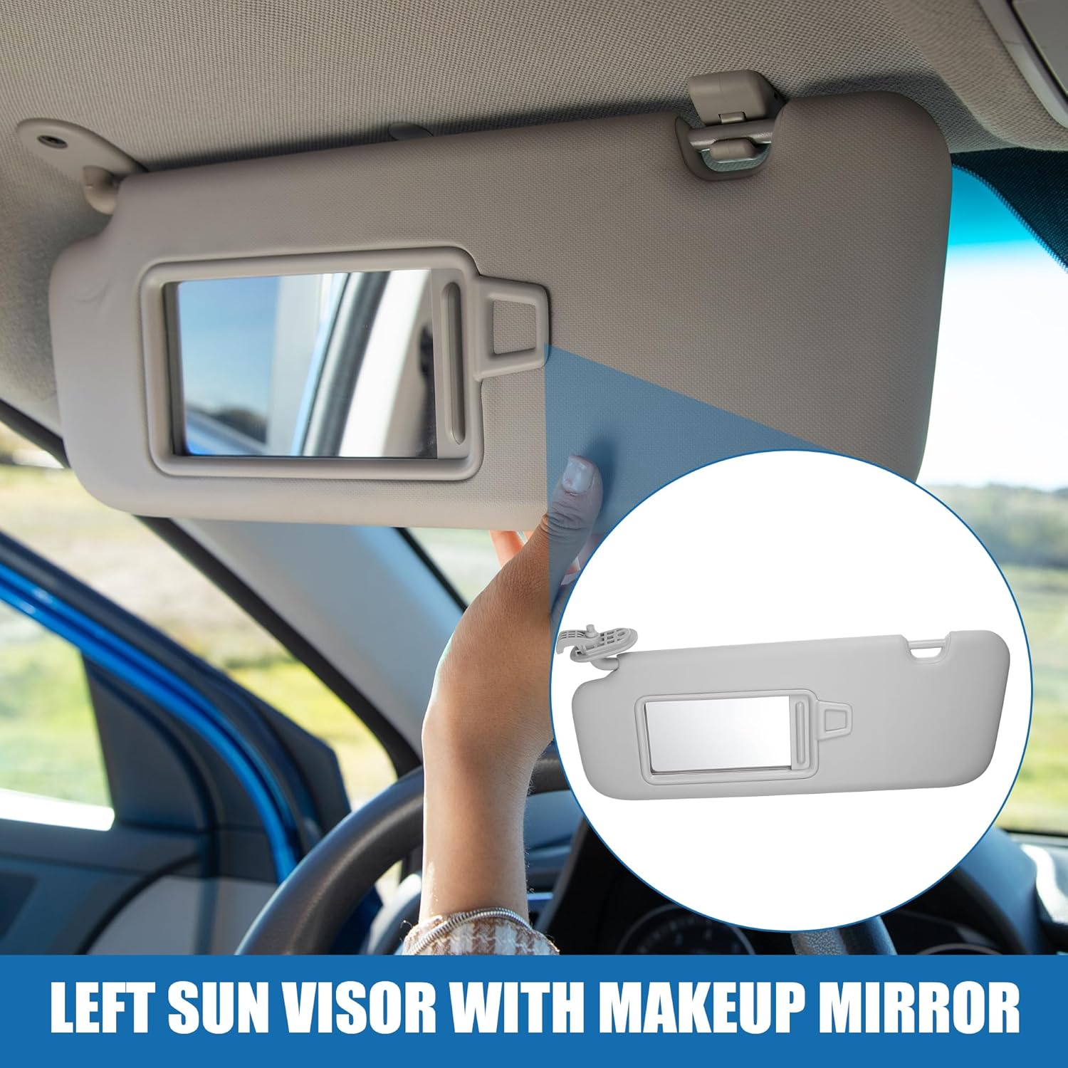 Car Left Sun Visor Replacement No.85210F0100TTX Vehicle Sun Visor Without Light for Hyundai Elantra AD 2016-2019 Plastic Gray
