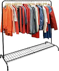 Arara Cabideiro Paris com Sapateira Açomix Suporte de Roupa (Preto)