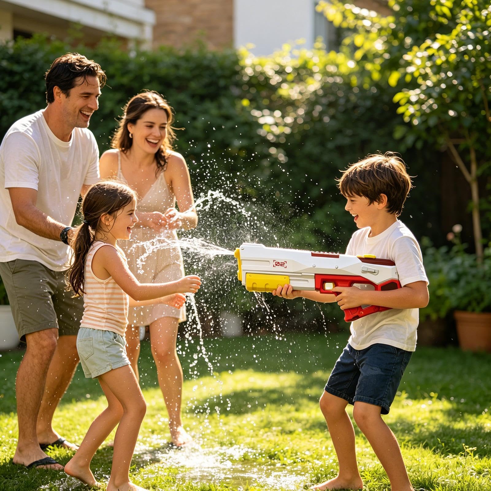 Pistola de Agua Gran Capacidad Eléctrica de Largo Alcance | Rociador de Agua Automático para Niños para Patio Trasero, Playa, Piscina, Viajes, Vacaciones, Parque, Césped, Camping,