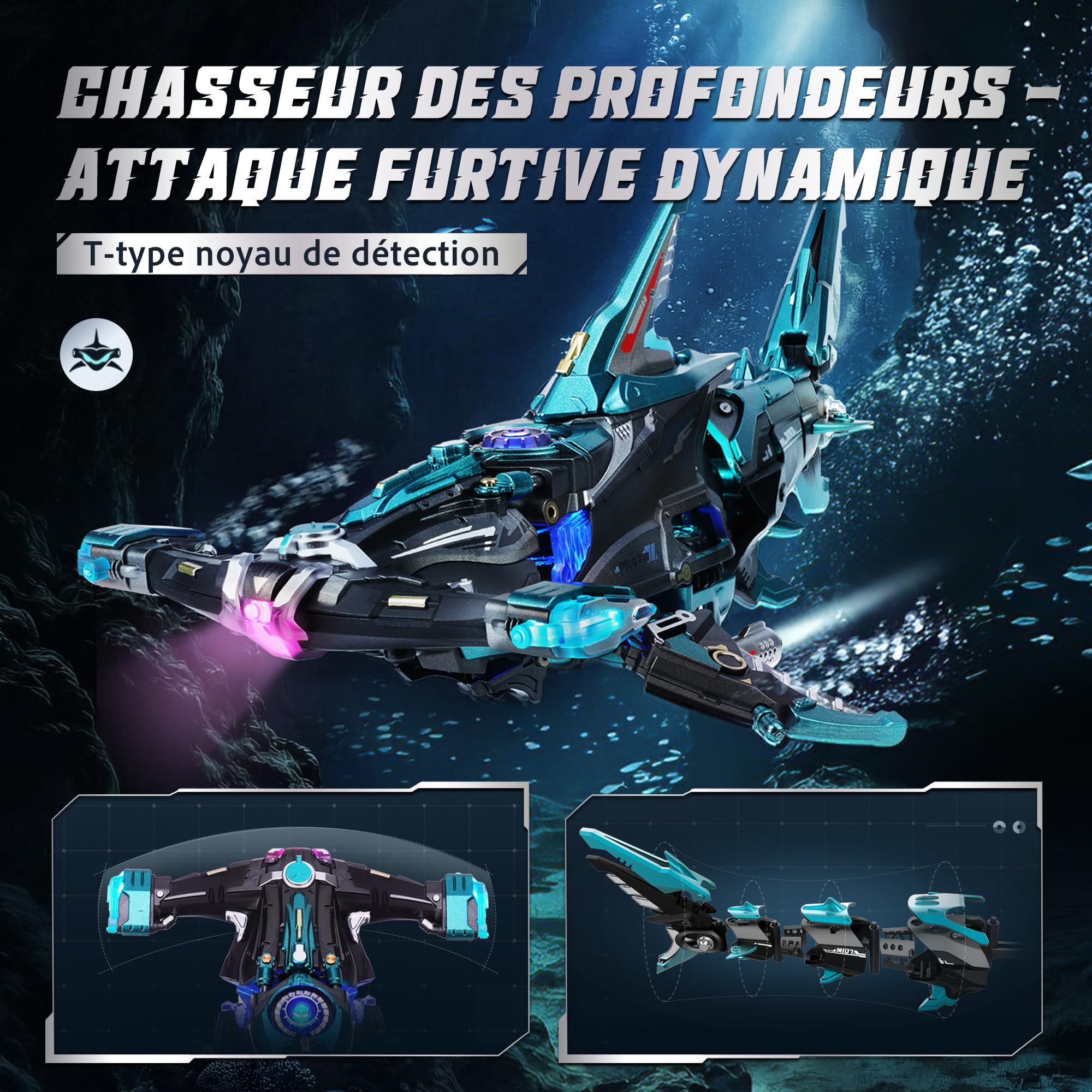 ROKR Puzzle 3D Mécanique Requin Marteau, Maquette d’Animal Marin avec Effet de Mouvement et lumière LED pour Adultes, Puzzles 3D à Collectionner (MI07)