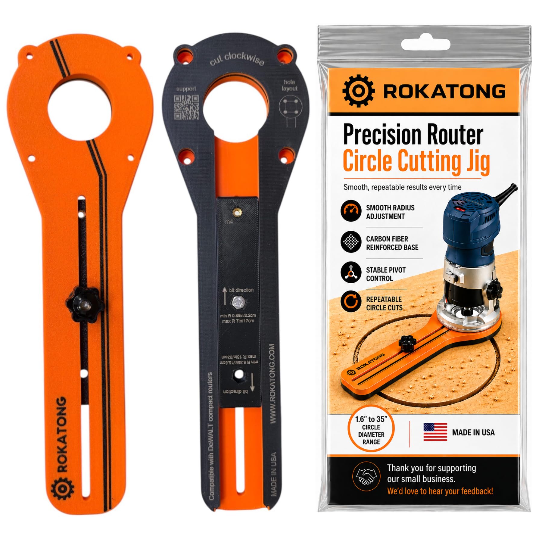 Router Circle Cutting Jig for DeWALT DCW600 DWP611 1.6-35" Circles