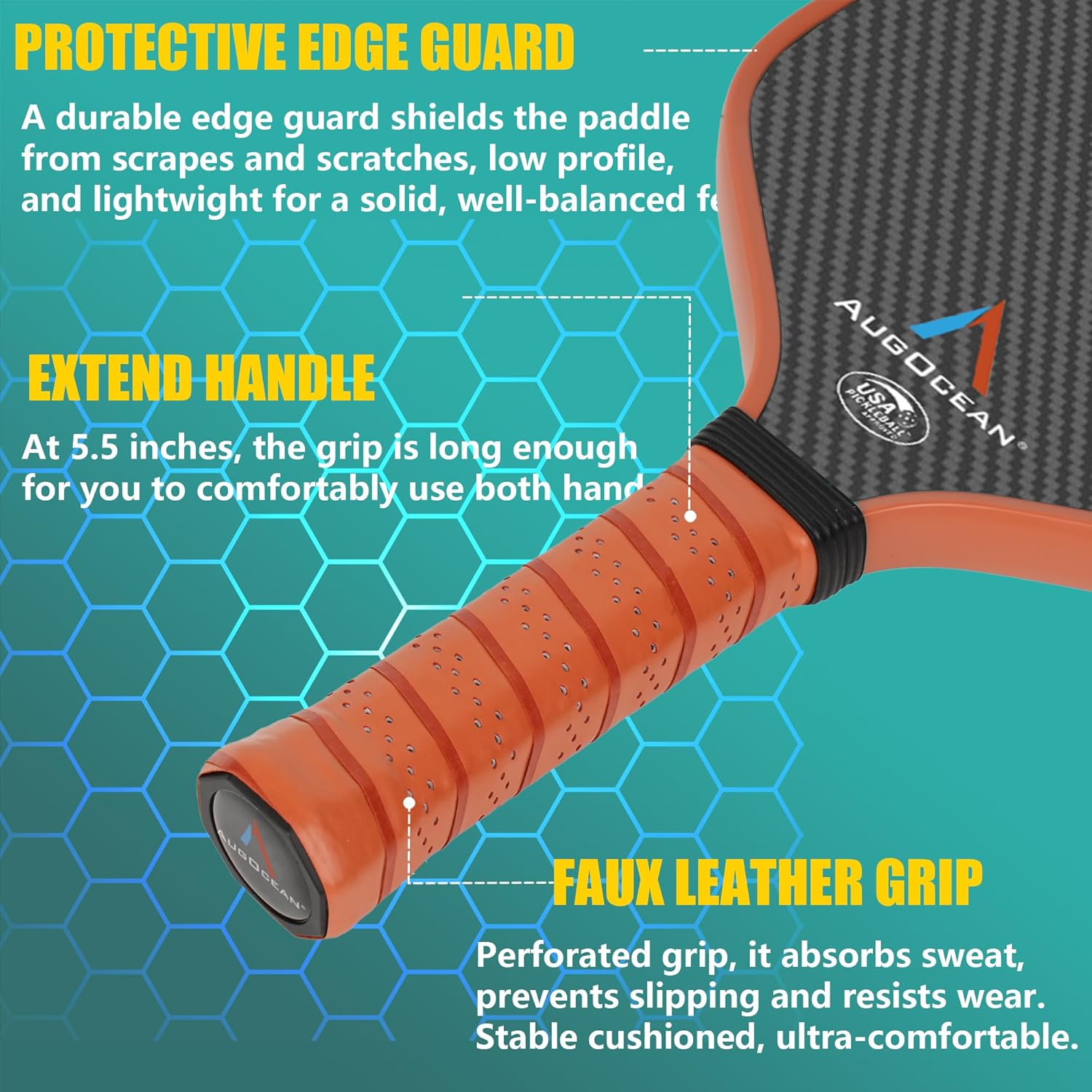 Pickleball Paddle,Pickleball Paddles-3K Raw Carbon Fiber Pickle Ball Paddle Surface with Great Grit & Spin,T700 Pickleball Racket with Excellent Power,Control and Balance,USAPA Approved - Image 4