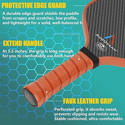 Miniatura 4 de Paleta de pickleball, palas de pickleball, superficie de pala de fibra de carbono cruda 3K con gran grano y giro, raqueta de pickleball T700 con