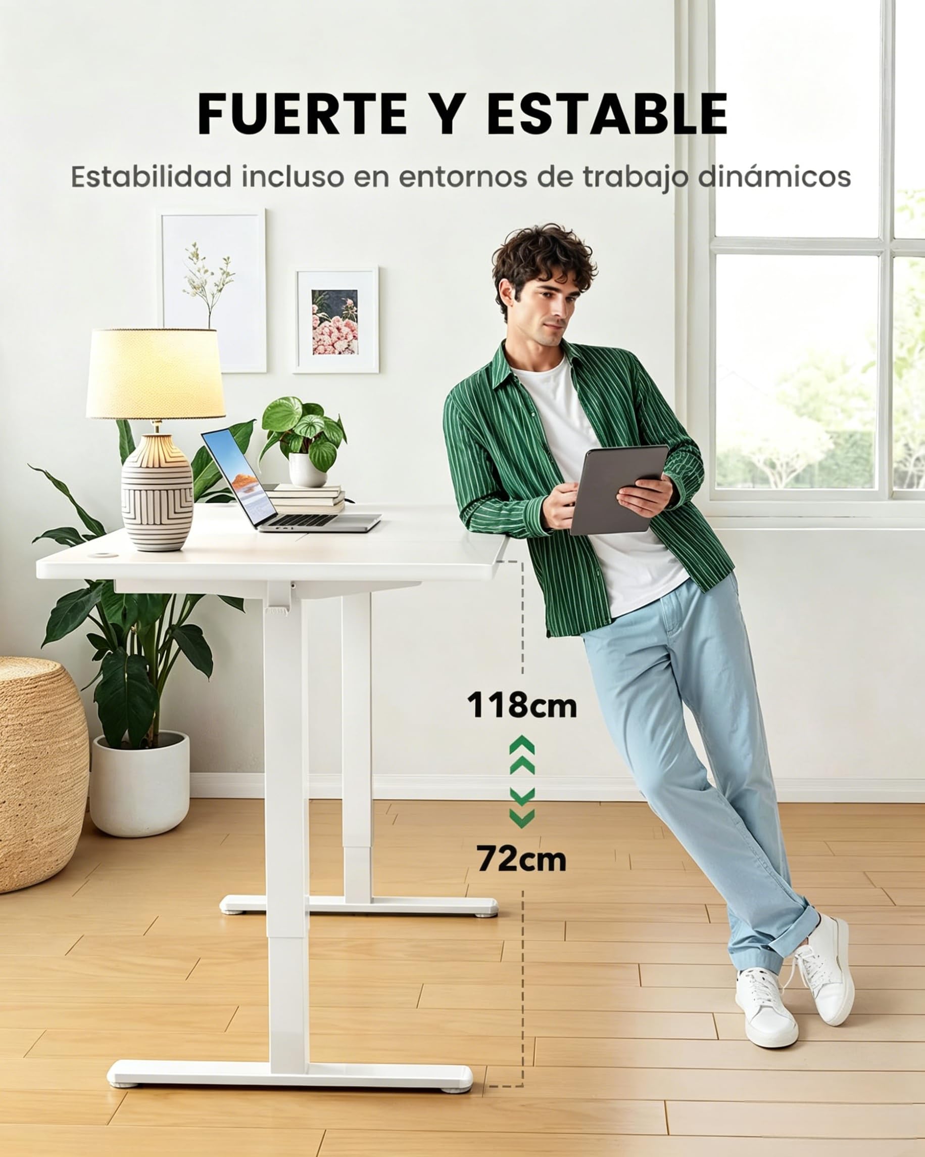 Marsail Escritorio Elevable Eléctrico 180x80,MAX 100 kg, Estructura Metálica Reforzada, Tablero de Cuatro Partes, Motor sin Escobillas, Silencioso, Escritorio Ajustable para Oficina en Casa y Gaming