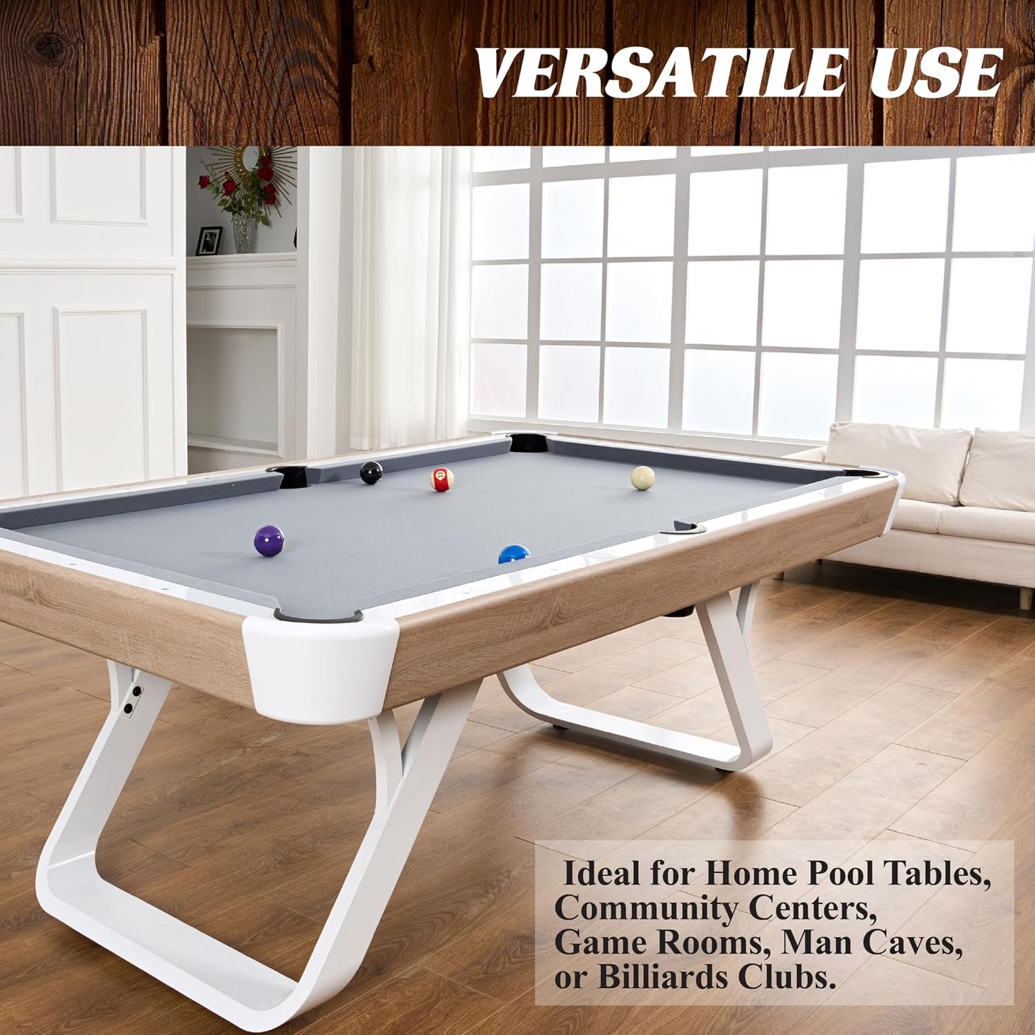 Barrington Billiards 16-Piece Pool Ball Set with Triangle Rack, 2-1/4 Inch Complete Regulation Set, 7 Solid, 7 Striped, 1 Black Eight-Ball, 1 White Cue Ball, Durable and Scratch Resistant