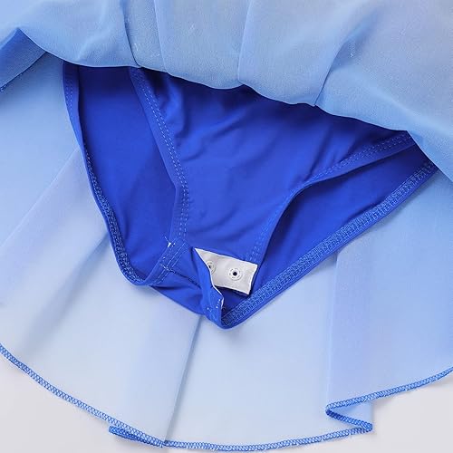Miniatura 5 de Vestido de patinaje artístico sobre hielo para niñas, lentejuelas brillantes, malla transparente, gasa, ballet, danza, leotardo, trajes de bailarina