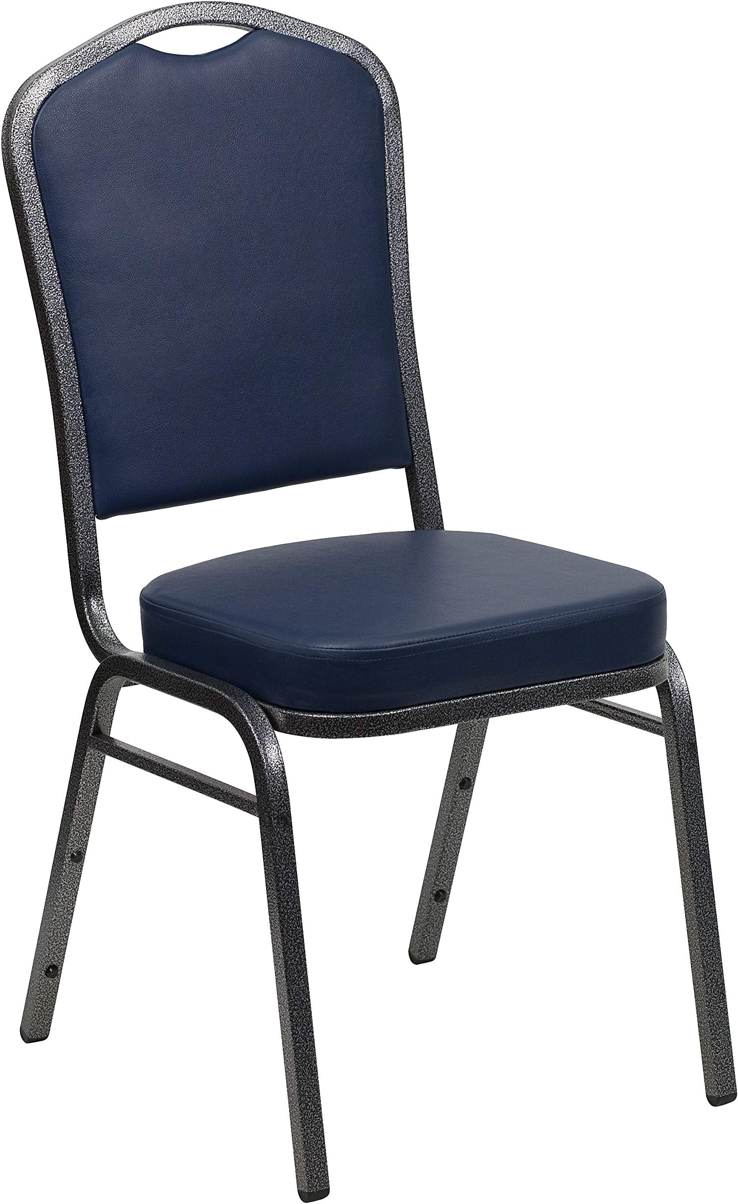 Flash Furniture HERCULES Series Crown Back Stacking Banquet Chair in Navy Vinyl - Silver Vein Frame