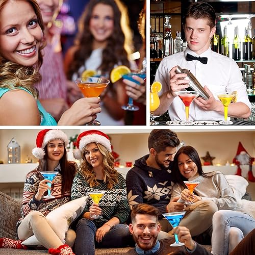 Miniatura 6 de Zopeal 32 vasos de Martini de plástico de 8 onzas, transparentes, desechables, para cóctel, postre, parfait, vasos apilables de plástico para boda,