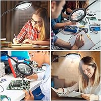 Vista 6 de Lámpara de aumento LED con abrazadera, lupa iluminada Raweao 3X con luz para leer, personas mayores, pasatiempos, manualidades