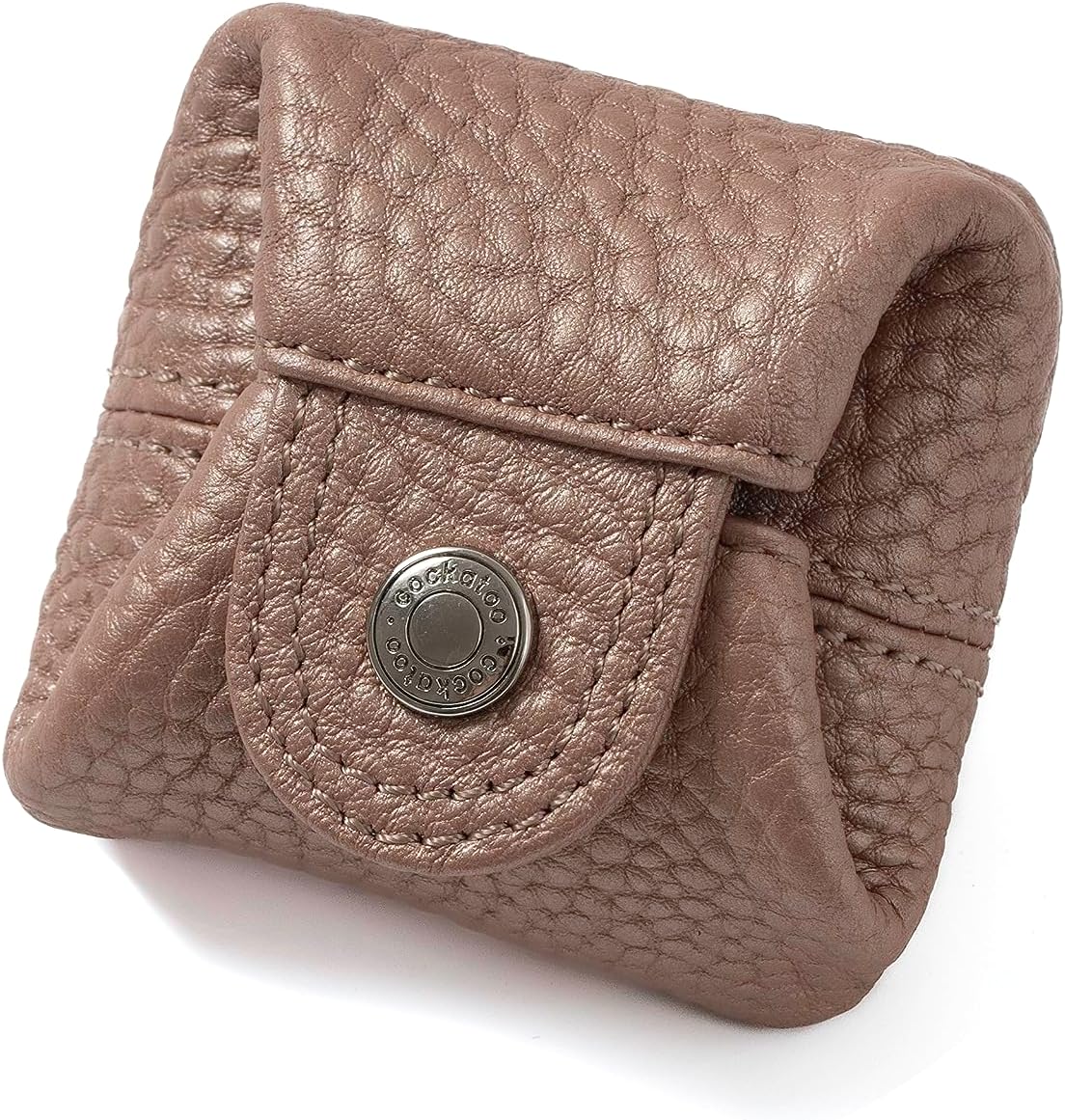 Cockatoo Genuine Leather Coin Pouch Mini Change Holder Snap Pocket Wallet for Men Women (Small, Pink Gold)