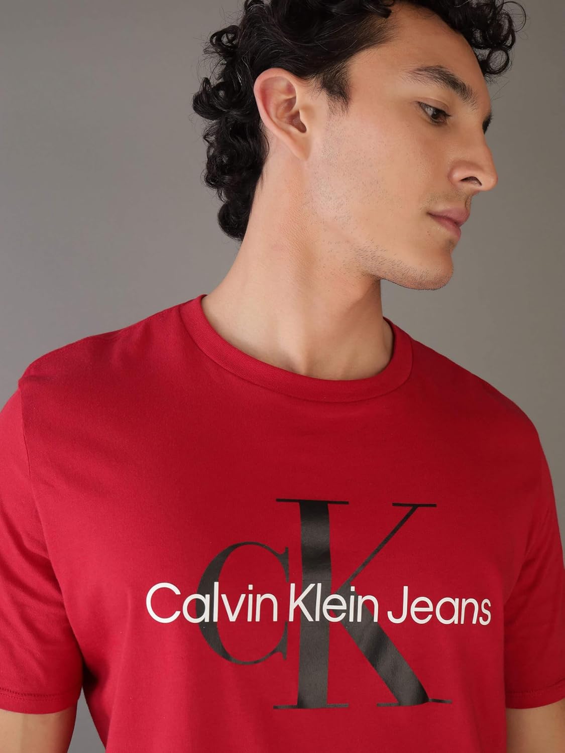 Calvin Klein Mens Monogram Logo Crewneck T-Shirt - Image 3