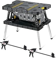 Keter Folding Work Table with 12" Clamps - 1000 lb Portable Workbench for Garage, Woodshop, DIY & Worksites