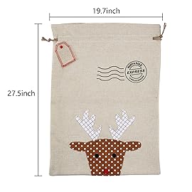 LessMo Christmas Santa Sack, Large Canvas Gift Bag with Drawstring, [Place to Write Wishes] Reusable Personalized Best Gift, for Xmas Package Storage, Christmas Party Supplies Favors