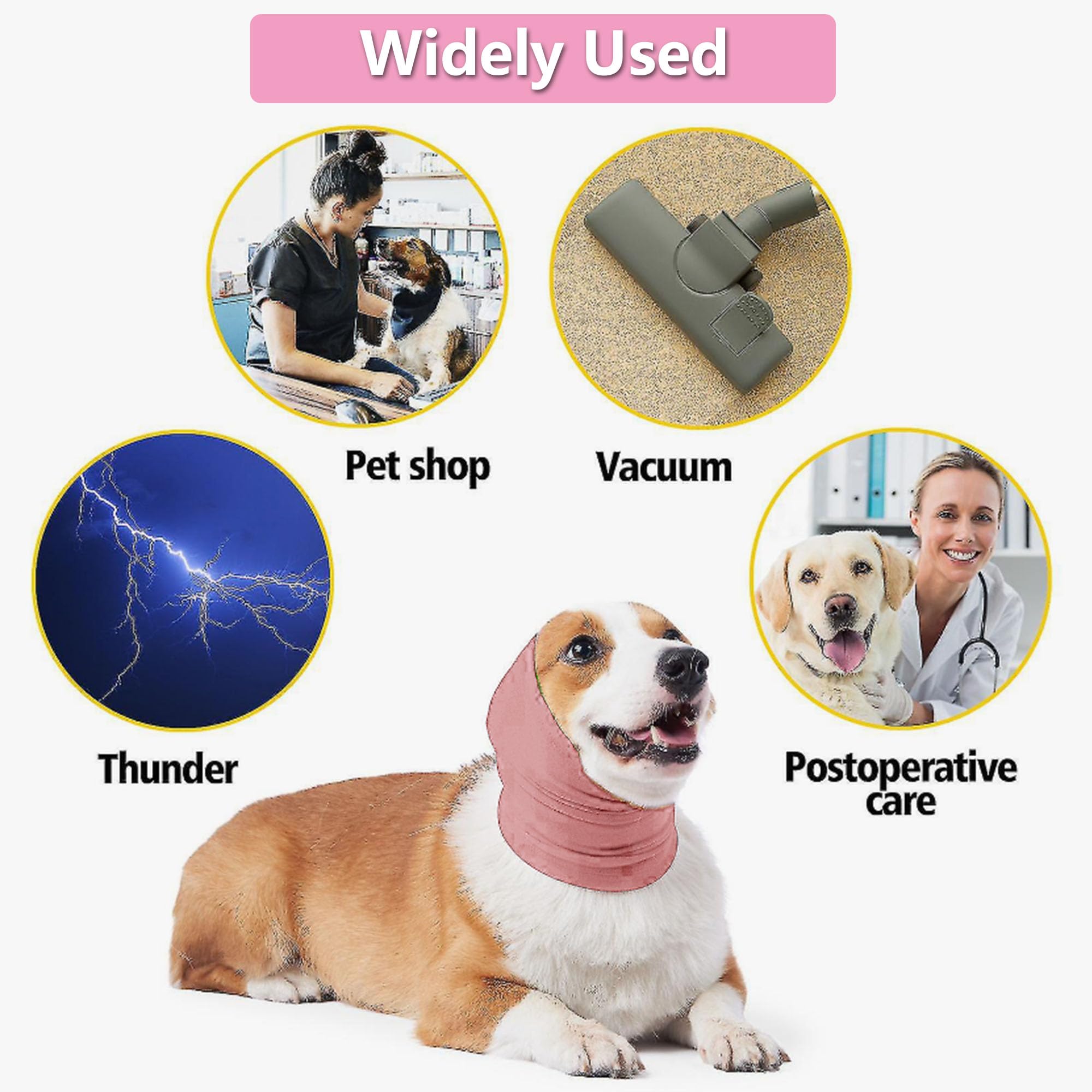 Cane Paraorecchie Calmi Pet Felpa Cappuccio Protezione Rumore Snood Ansia Sollievo Cani Rumore Ridotto Cani Scaldacollo Gatti Cappuccio Lenitivo (rosa, M)
