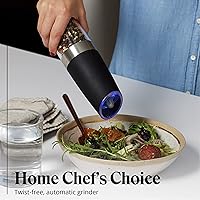 Vista 2 de Willow & Everett Juego de molinillo eléctrico de sal y pimienta, funciona con pilas, salero y pimentero automático, molinillo de sal y pimienta